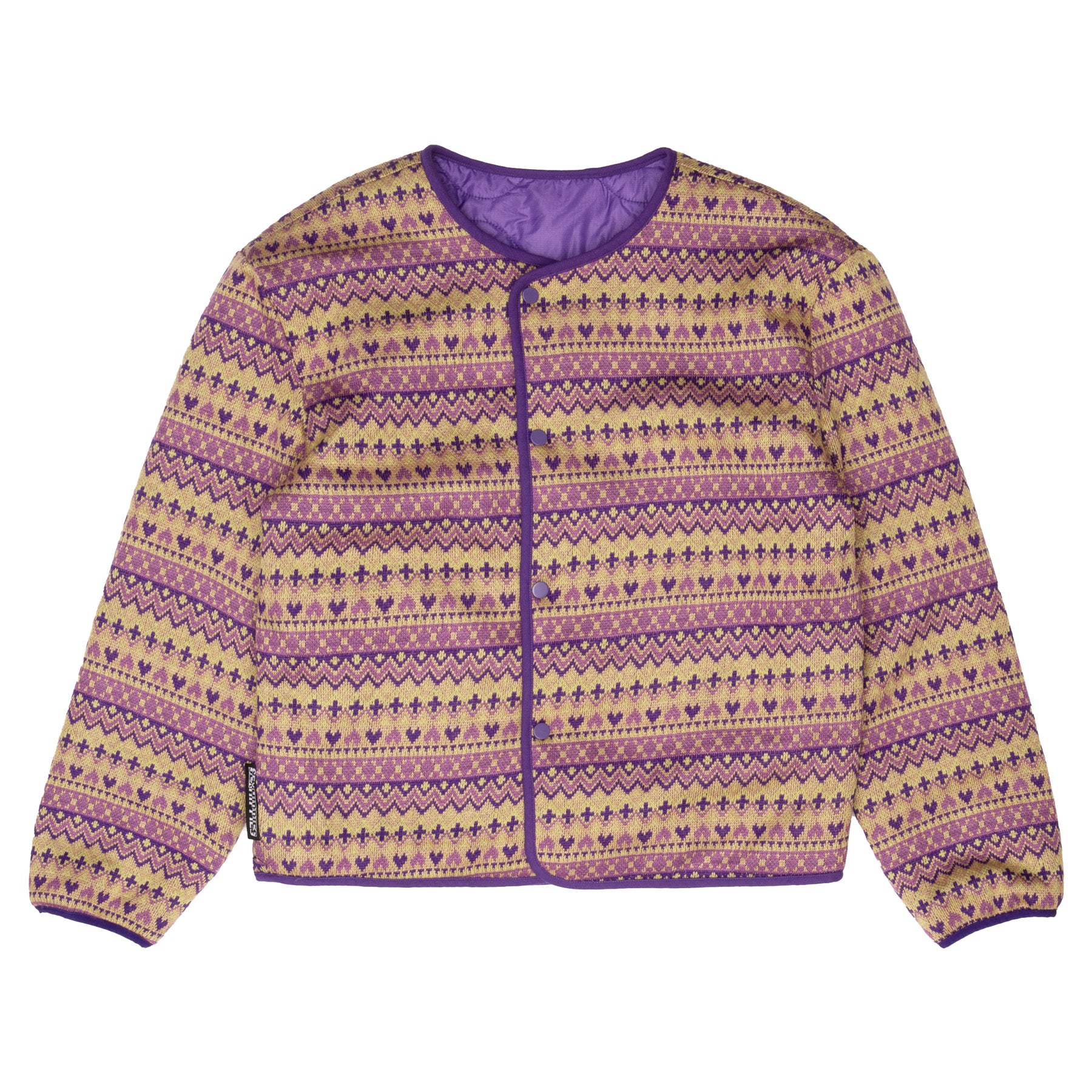 Sexhippies Reversible Jaquard Knit Insulated Jacket Purple/Olive