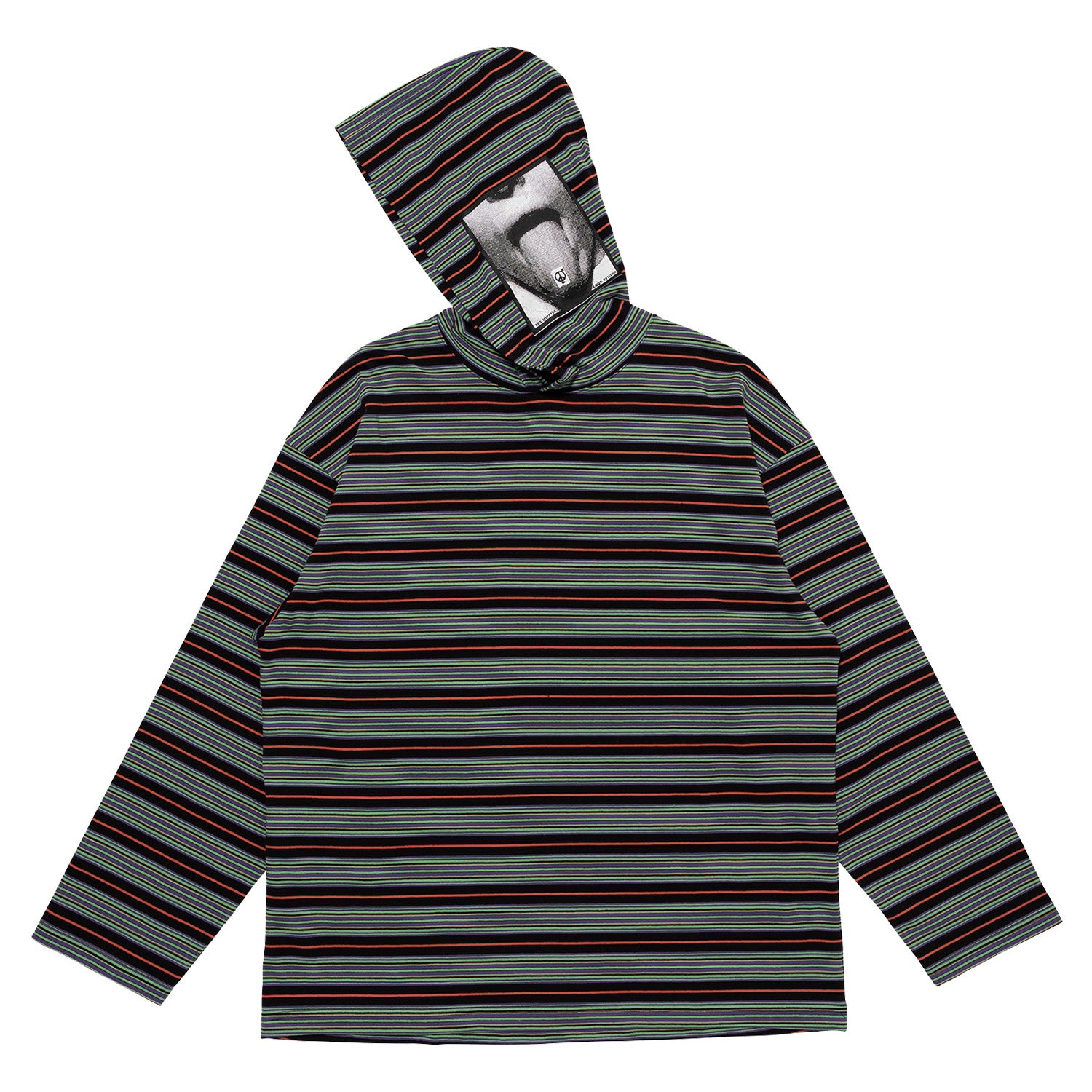 Sexhippies x LQQK Studio Multiborder Hooded L/S Tee Multi Black