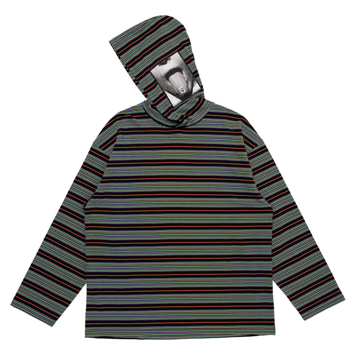 Sexhippies x LQQK Studio Multiborder Hooded L/S Tee Multi Black