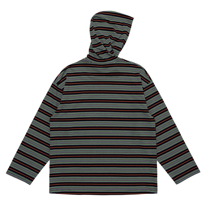 Sexhippies x LQQK Studio Multiborder Hooded L/S Tee Multi Black