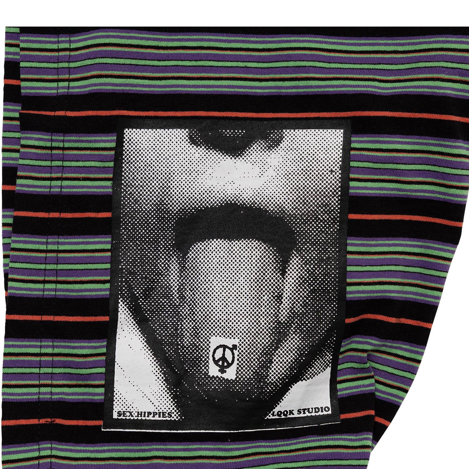 Sexhippies x LQQK Studio Multiborder Hooded L/S Tee Multi Black