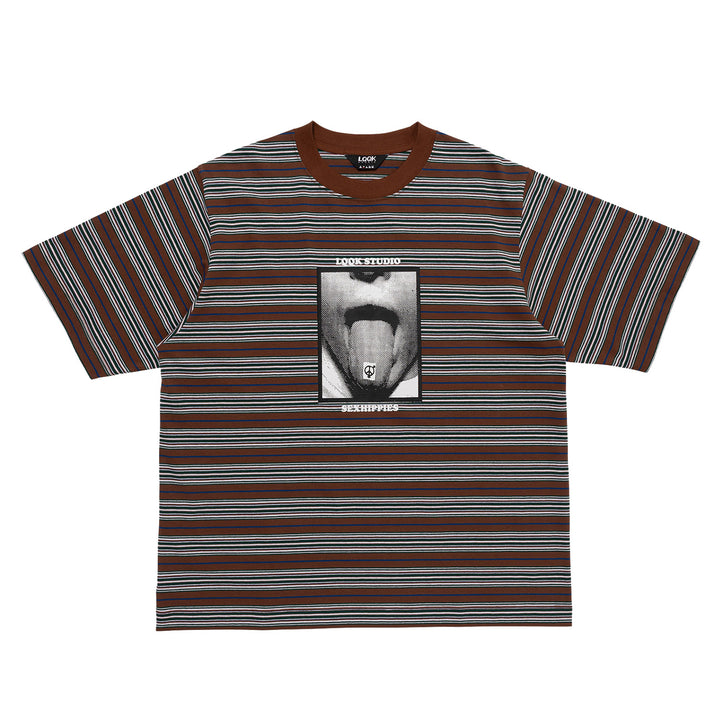 Sexhippies x LQQK Studio Multiborder S/S Tee Multi Brown