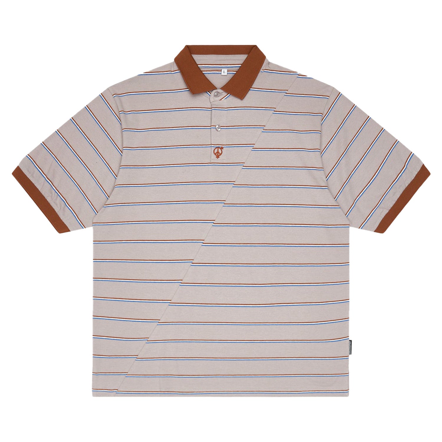 Sexhippies Split Stripe Polo Shirt Grey/Brown/Blue