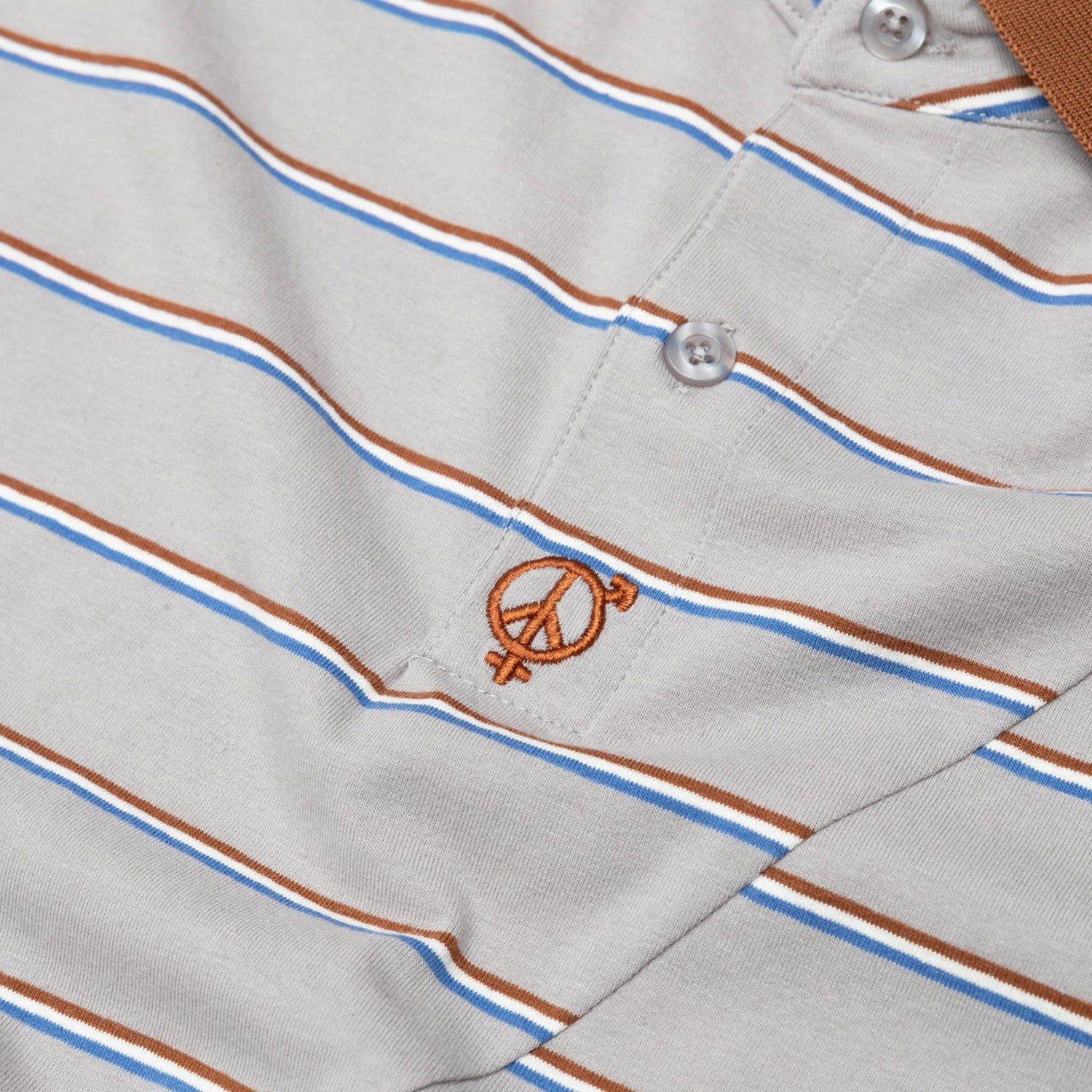 Sexhippies Split Stripe Polo Shirt Grey/Brown/Blue