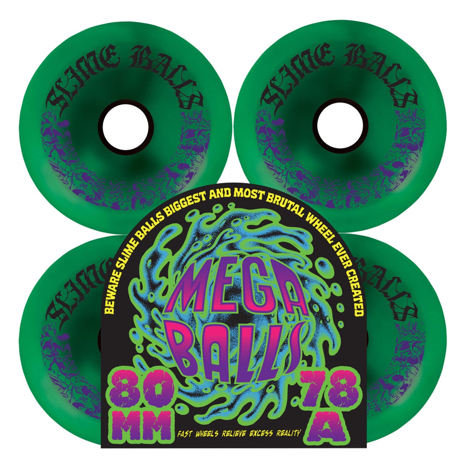 Slime Balls Mega Balls Cruiser Wheels Metallic Green 80mm 78a
