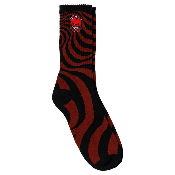 Spitfire Bighead Fill EMB Sock Swirl Dark Red