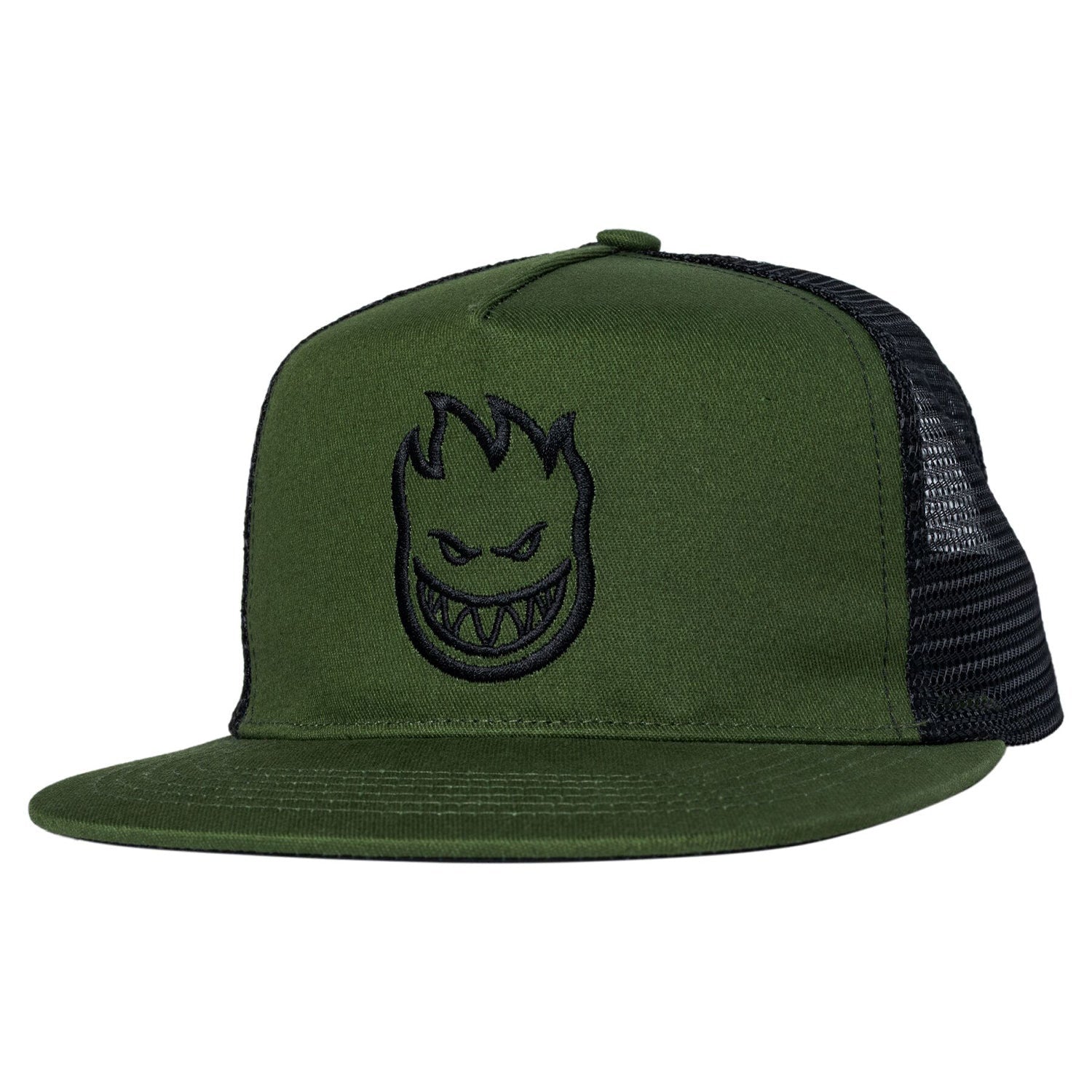 Spitfire Bighead Snapback Hat Olive Twill/Black Mesh