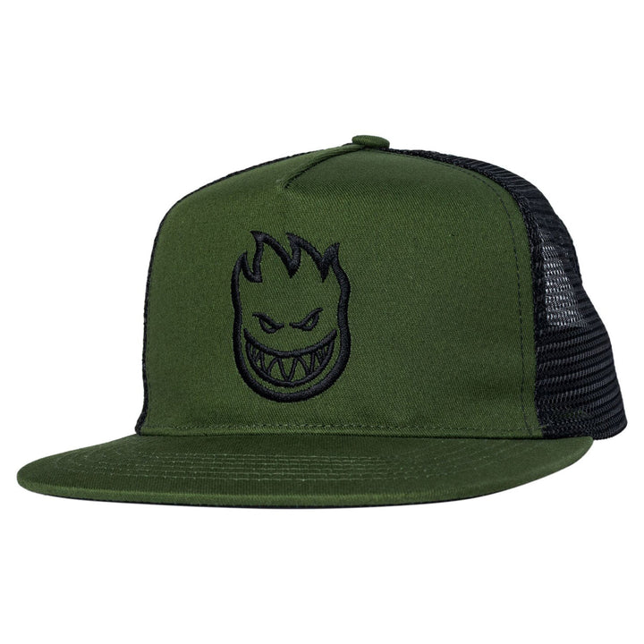 Spitfire Bighead Snapback Hat Olive Twill/Black Mesh