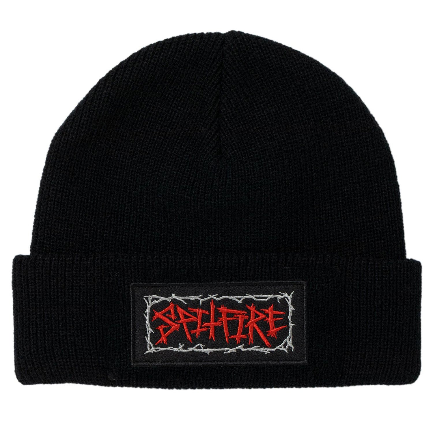Spitfire Gasmask Script Patch Cuff Beanie Black