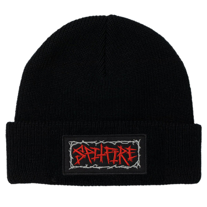 Spitfire Gasmask Script Patch Cuff Beanie Black