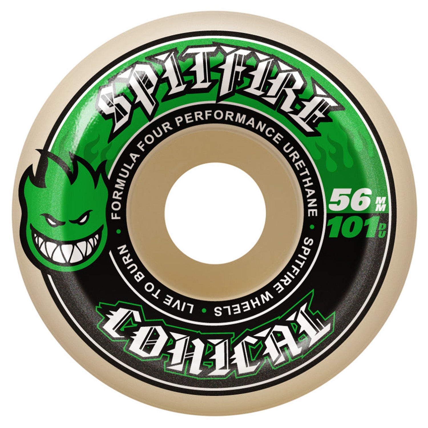 Spitfire Wheels Conical Green Print F4 101a 53mm