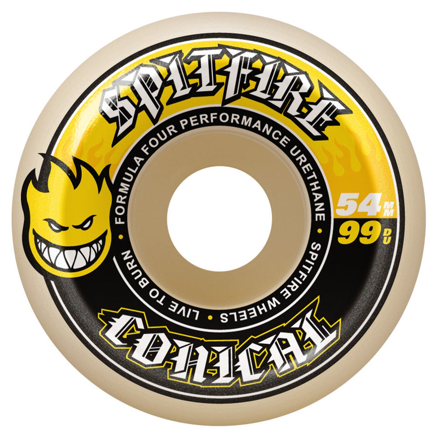 Spitfire Wheels Conical Yellow Print F4 99a 53mm