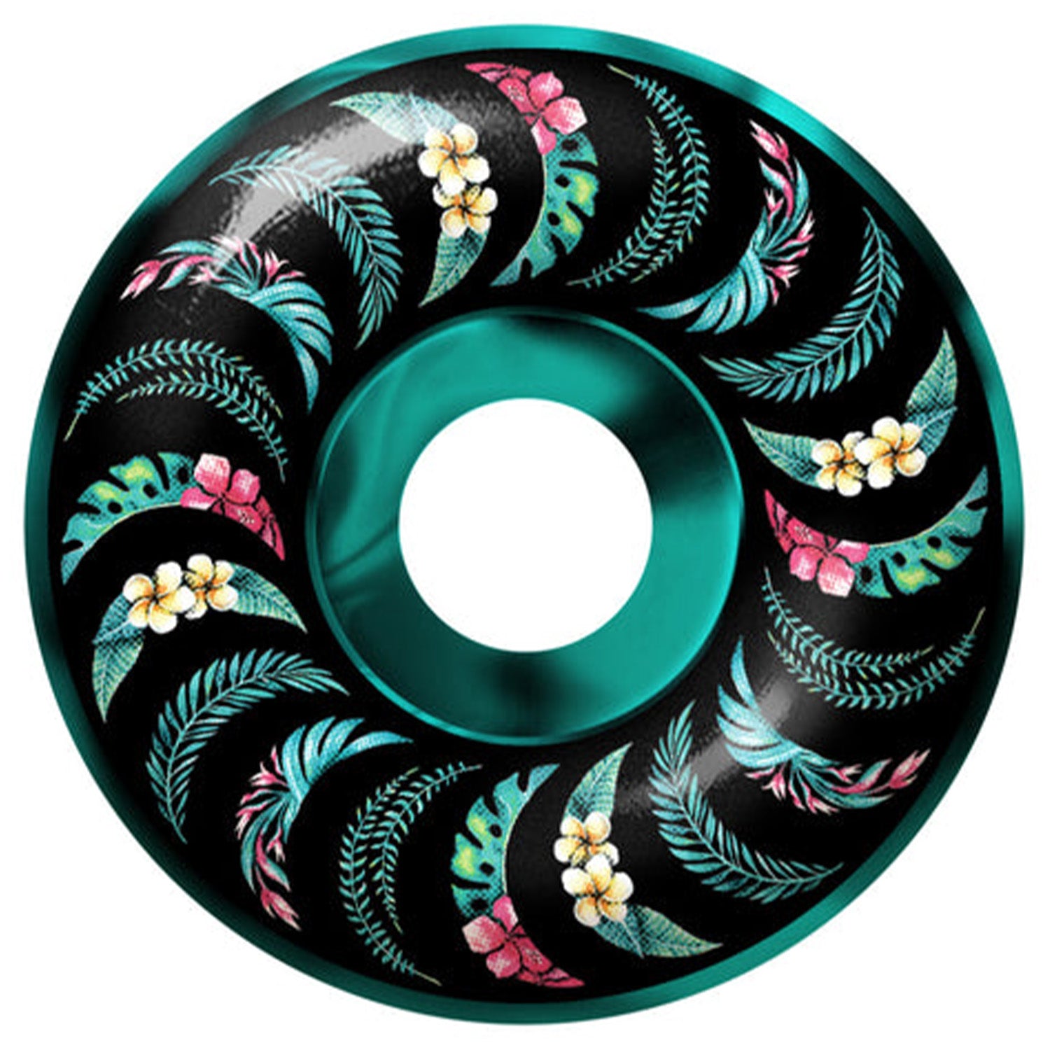 フィッカス・ジョイハート　SPILAL リビングサイズ Spitfire Wheels Floral Classic Black/Teal Swirl F4 53mm 99a