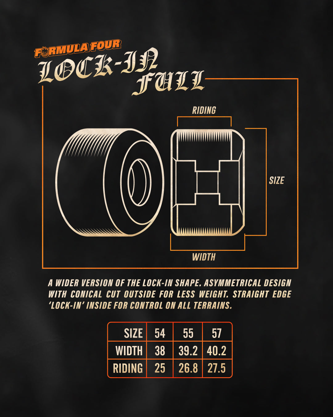 Spitfire Wheels F4 Formula Four Lock In Full 99D 55mm