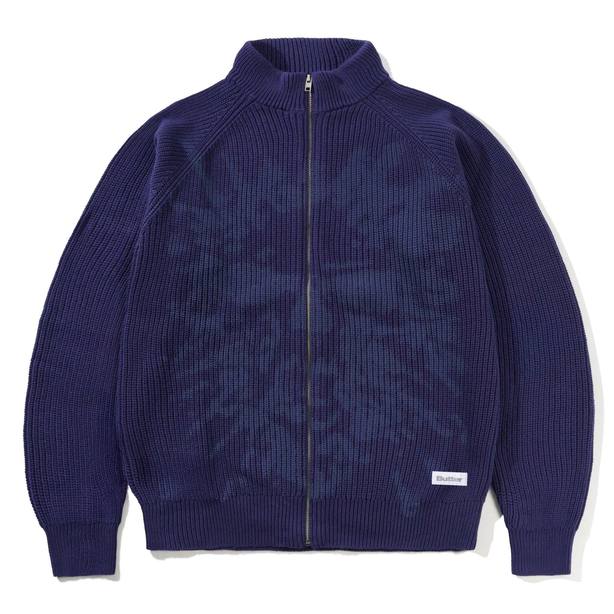 Butter Goods Shout Zip-Thru Sweater Dark Blue