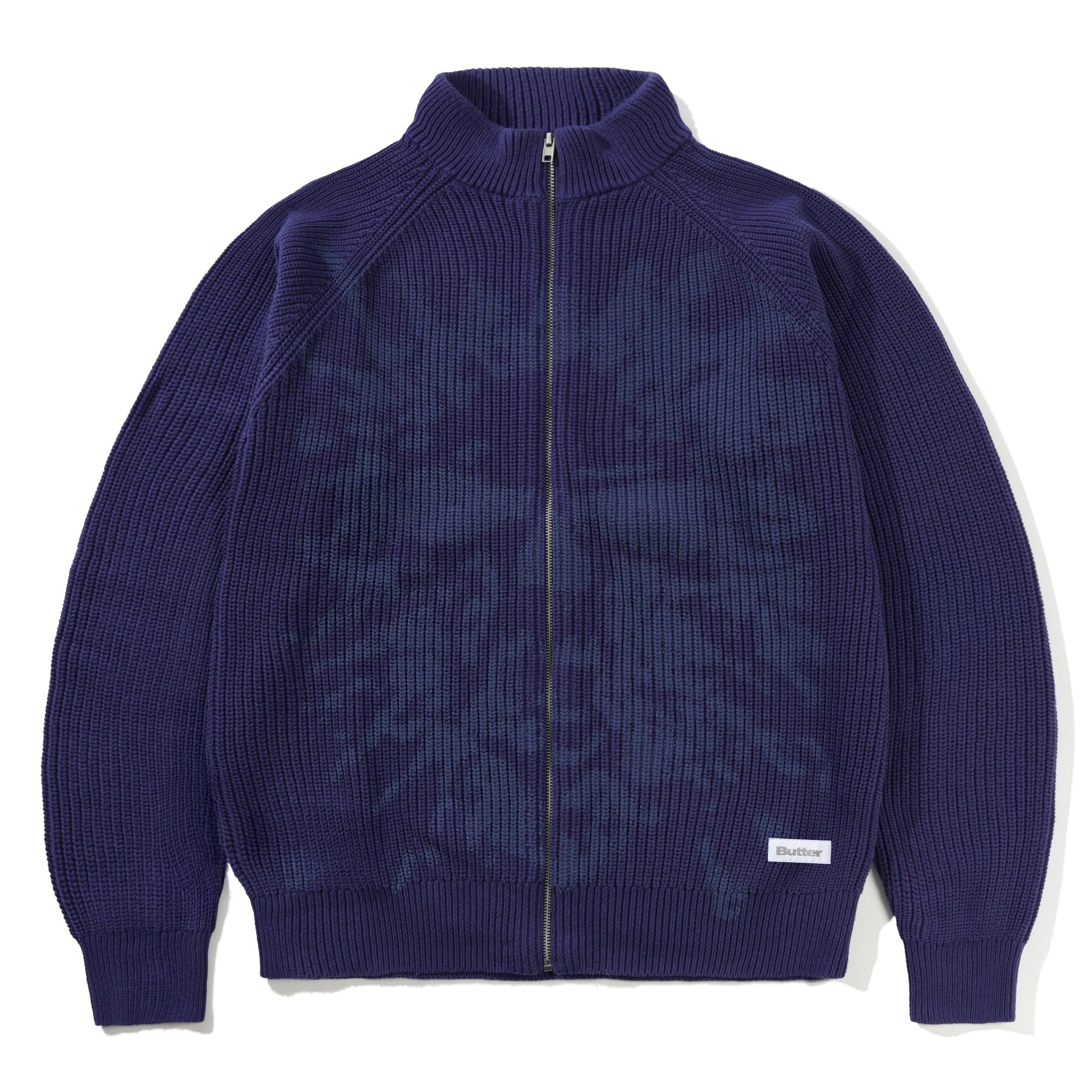 Butter Goods Shout Zip-Thru Sweater Dark Blue - Orchard Skateshop