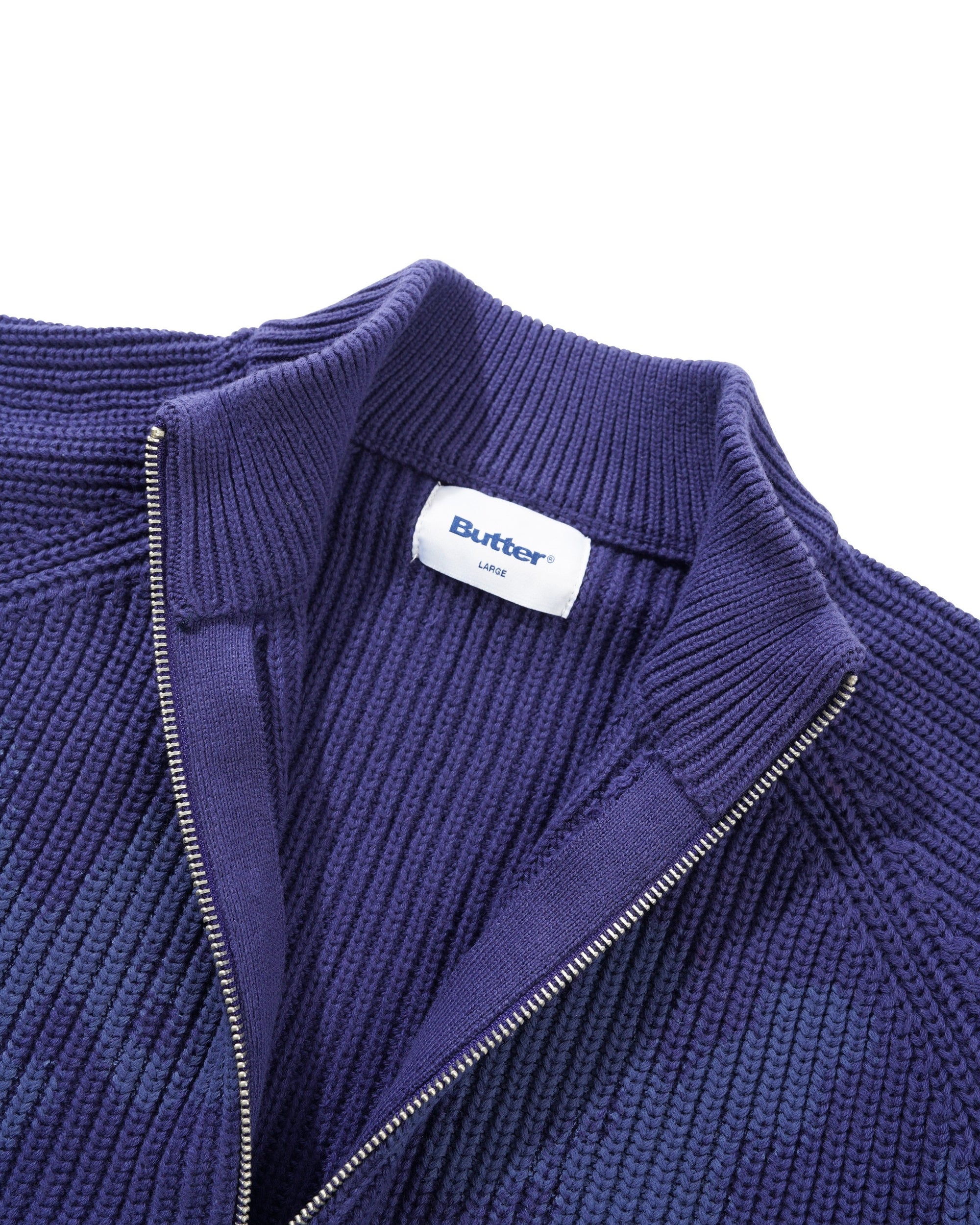 Butter Goods Shout Zip-Thru Sweater Dark Blue