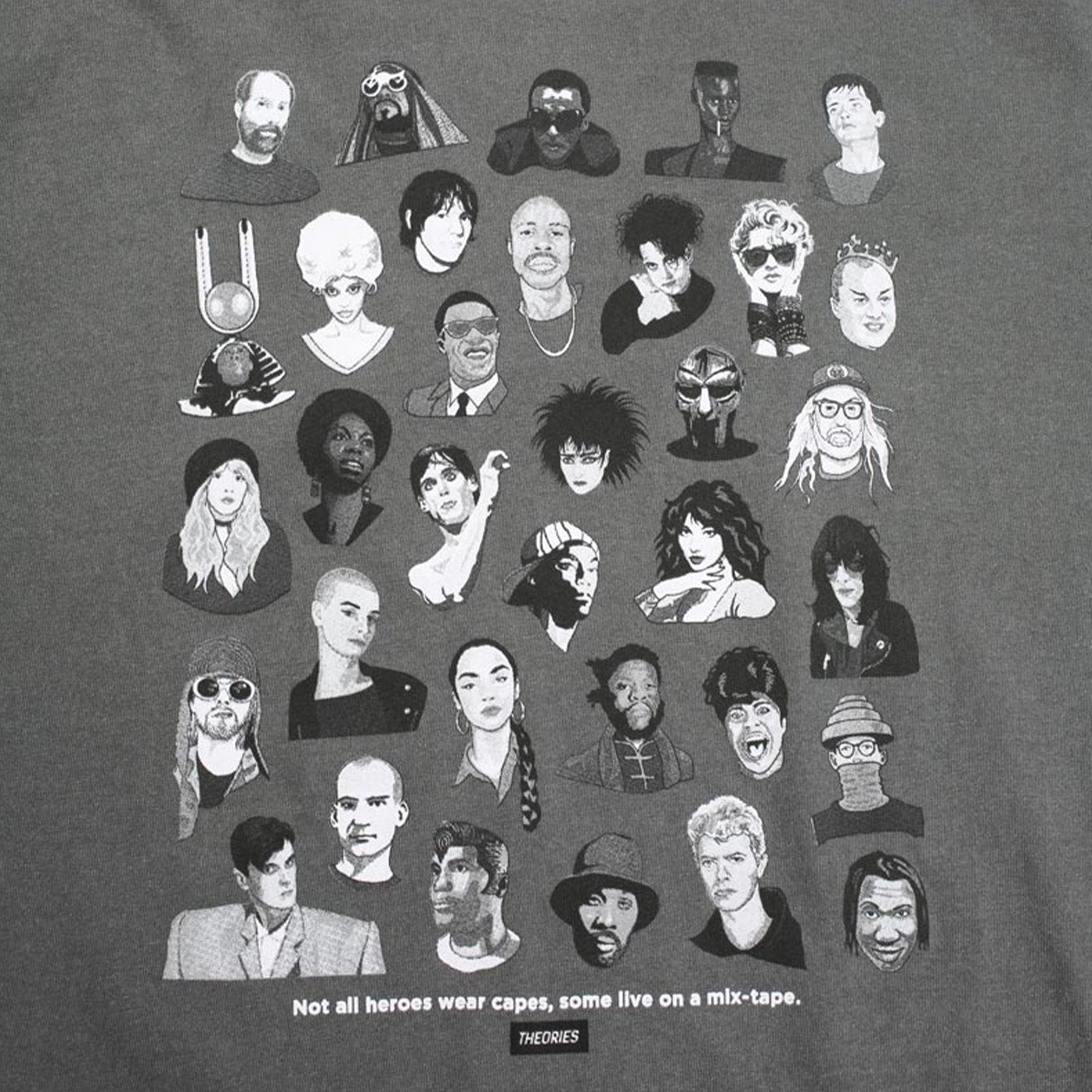 Theories Mixtape Tee Garment Dyed Faded Black