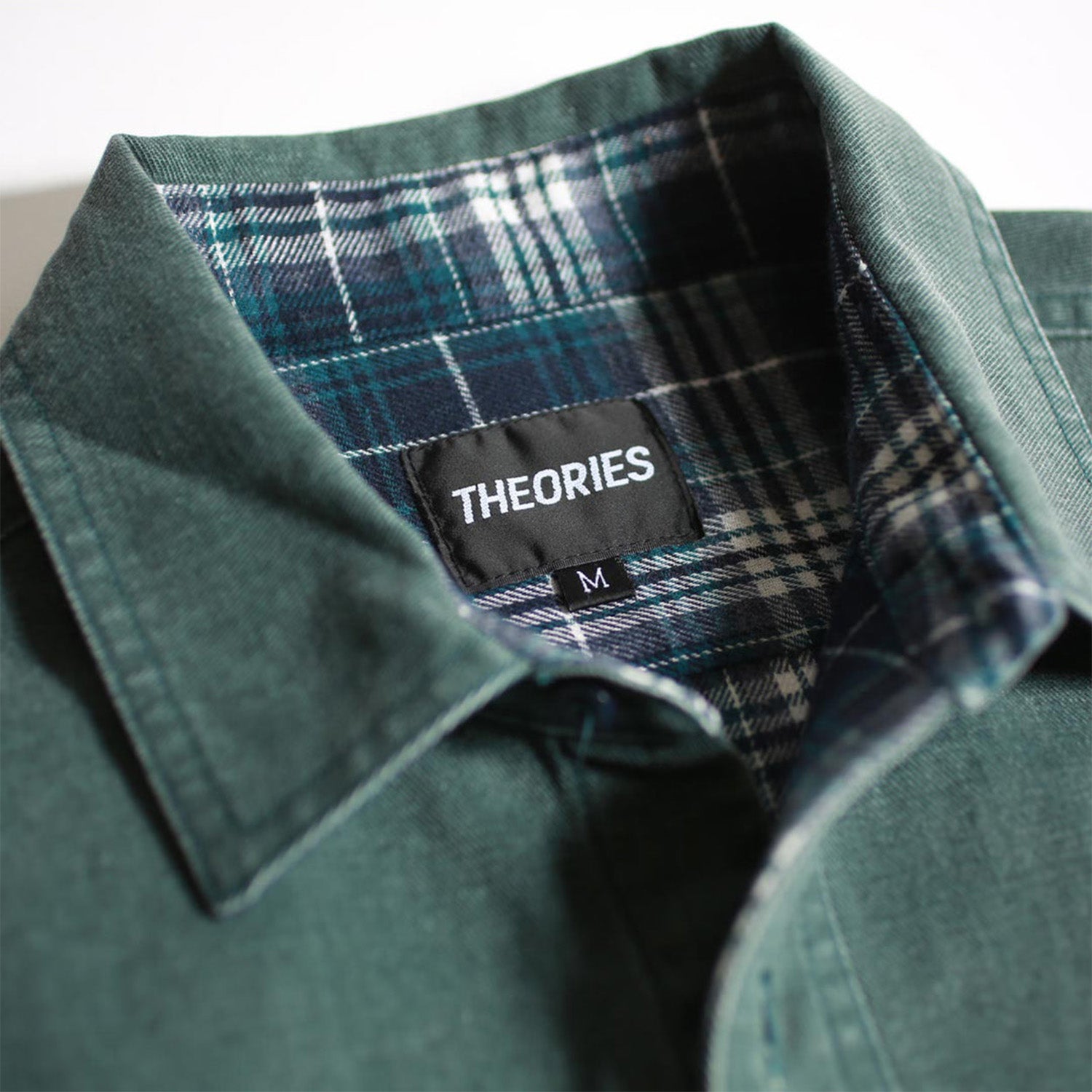 Theories Union Lined Flannel Shirt Sea Green