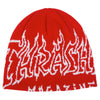 Thrasher Fire Outlined Skully Beanie Red