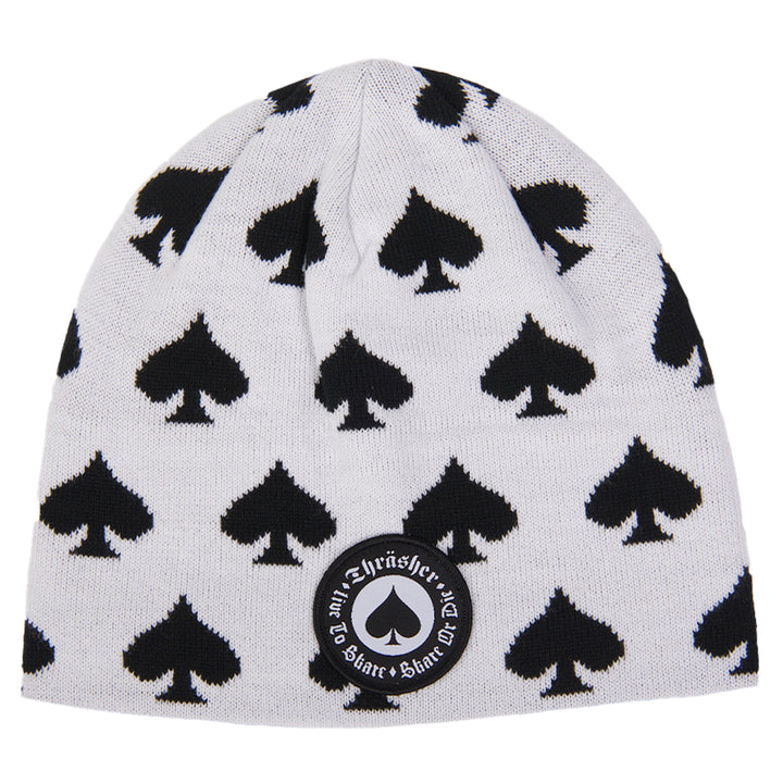 Thrasher Oath Skully Beanie White