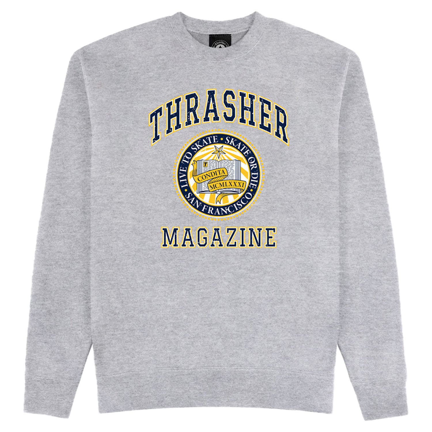 Thrasher Magazine Dropout Crewneck Sweatshirt Ash Grey - Orchard