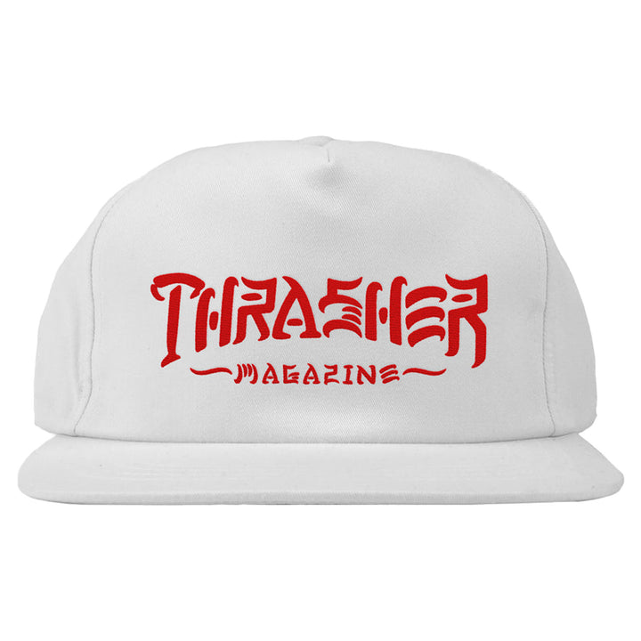 Thrasher Magazine Thrash & Destroy Snapback Hat White