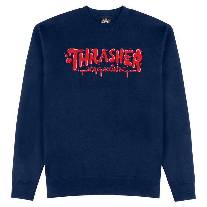 Thrasher Magazine Wet Paint Crewneck Sweatshirt Navy