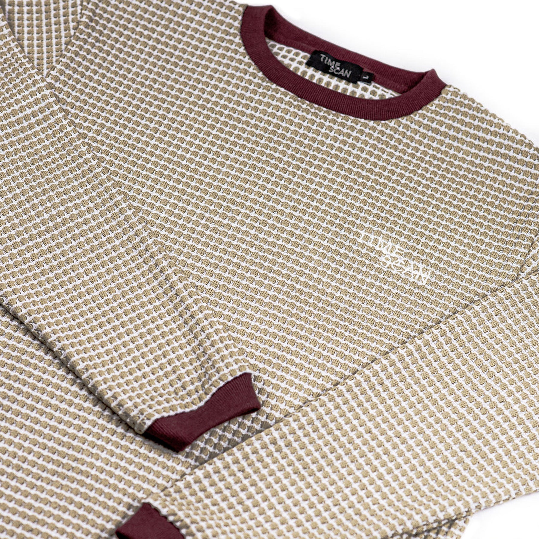 Timescan Waffle Knit Top Burgundy