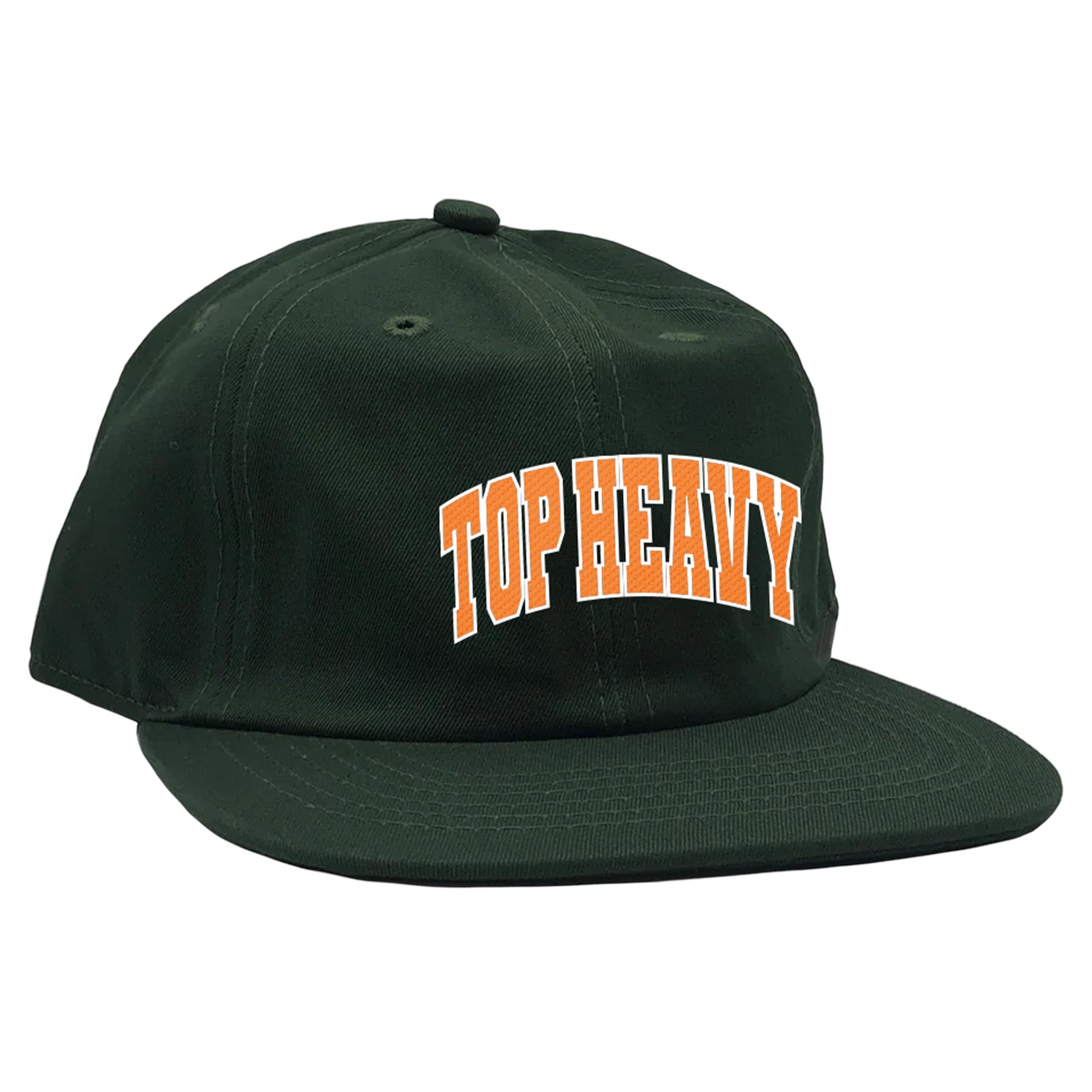 Top Heavy College 6 Panel Snapback Hat Forest