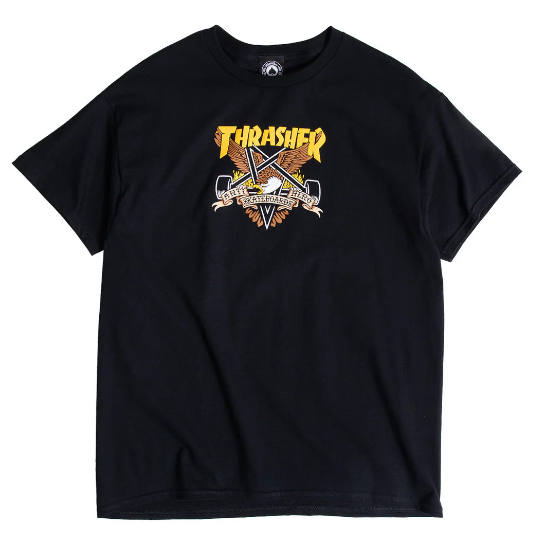 Thrasher x Antihero Eaglegram Tee Black - Orchard Skateshop