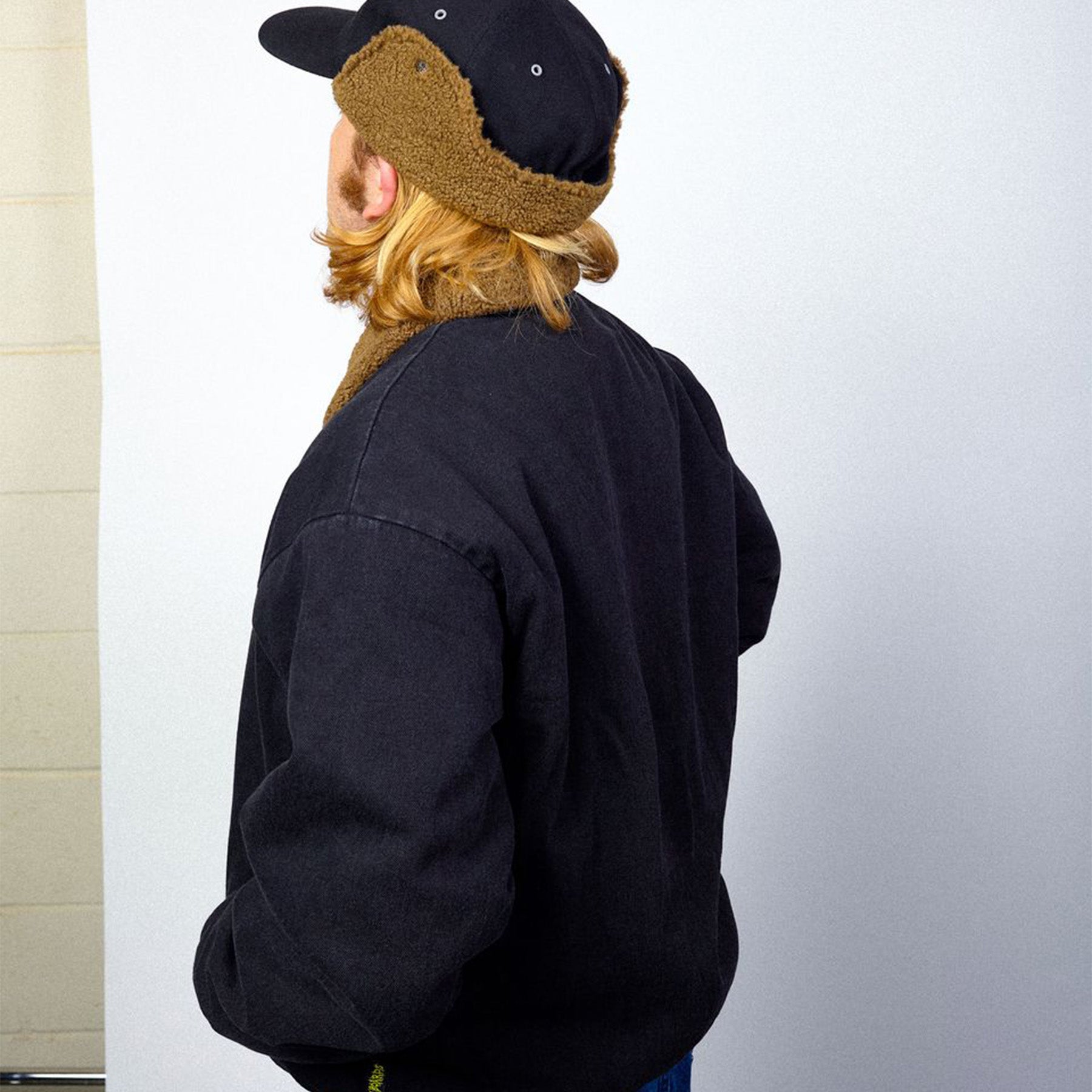 WKND Sherpa Lined Denim Zip Jacket Washed Black