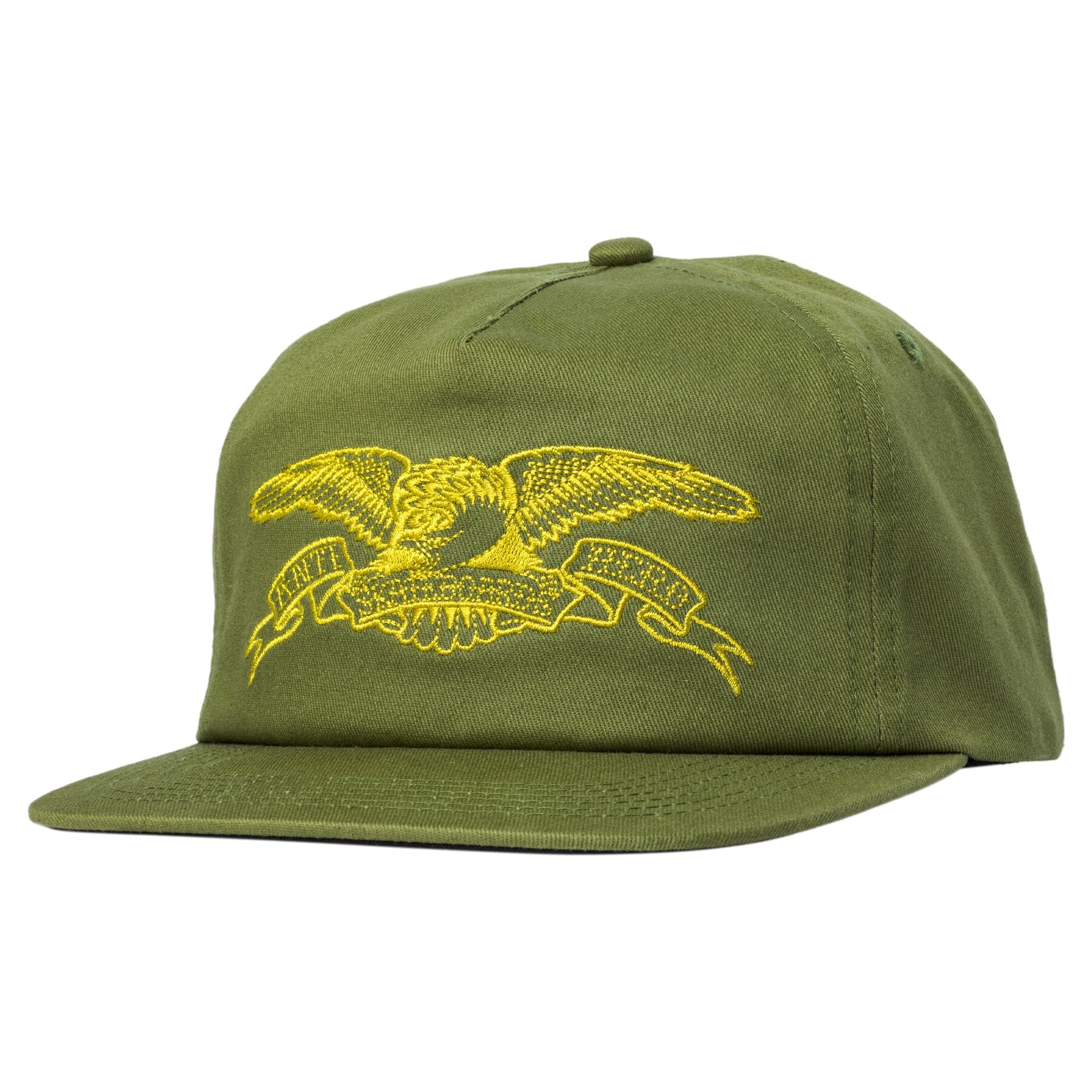 Antihero Basic Eagle Snapback Hat Olive/Yellow