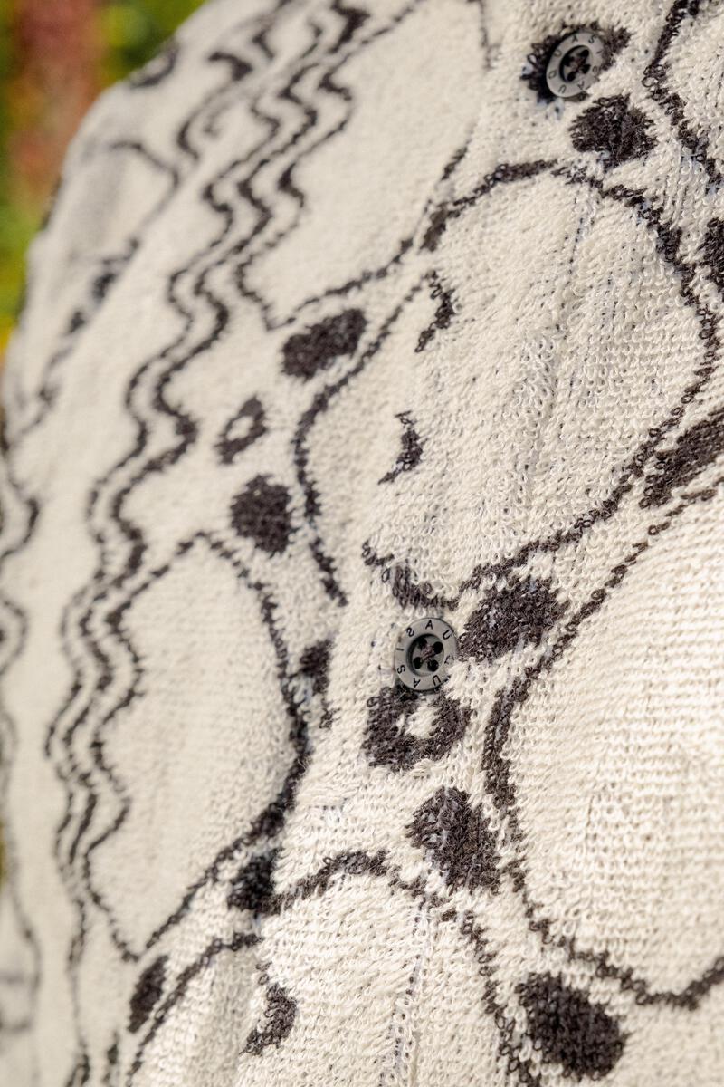 Quasi Loop Short Sleeve Button Up Shirt Taupe