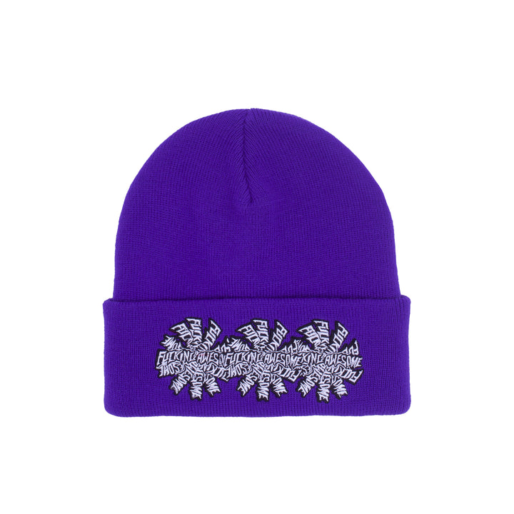 Fucking Awesome Three Spiral Cuff Beanie Purple