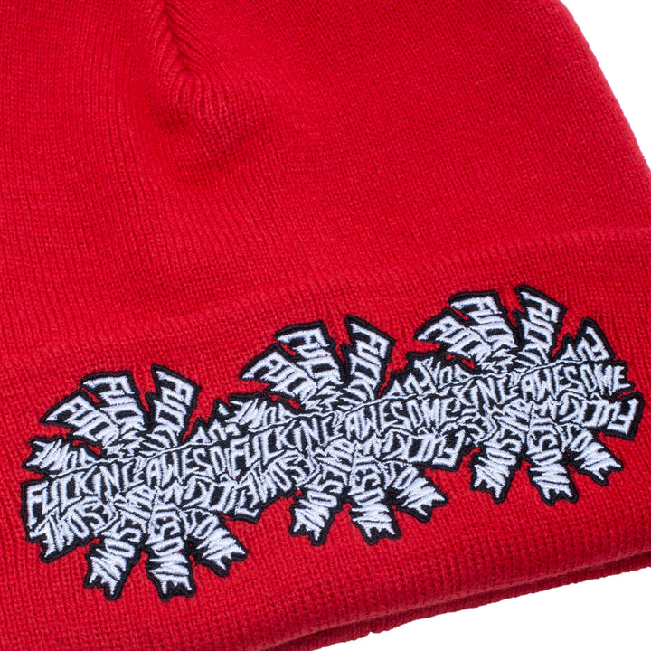 Fucking Awesome Three Spiral Cuff Beanie Red