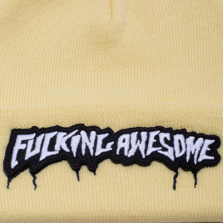 Fucking Awesome Velcro Stamp Cuff Beanie Cream