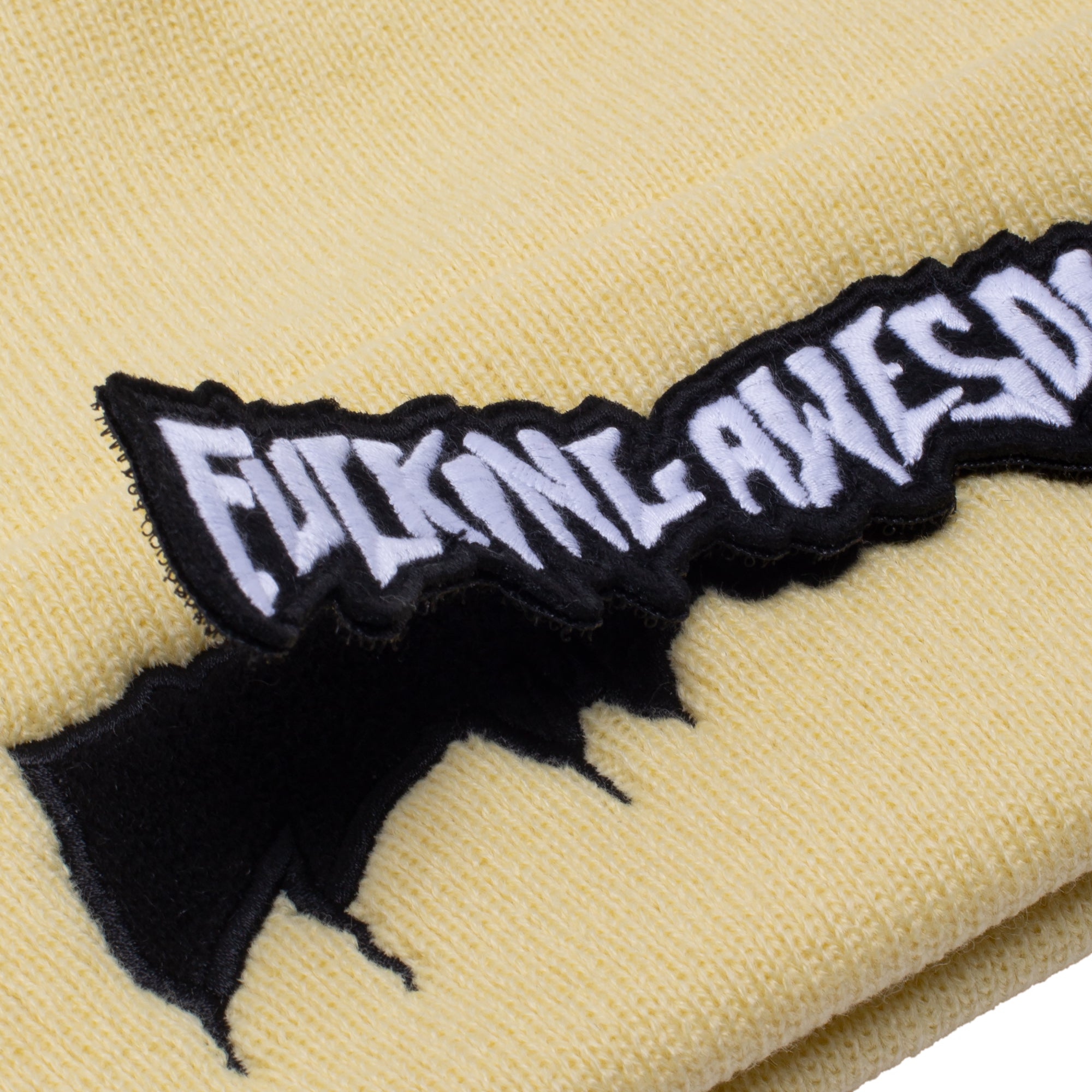 Fucking Awesome Velcro Stamp Cuff Beanie Cream