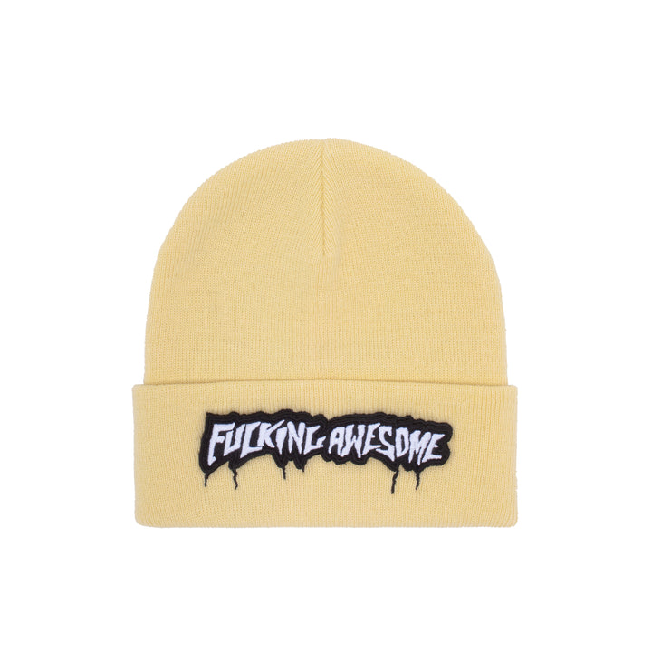Fucking Awesome Velcro Stamp Cuff Beanie Cream