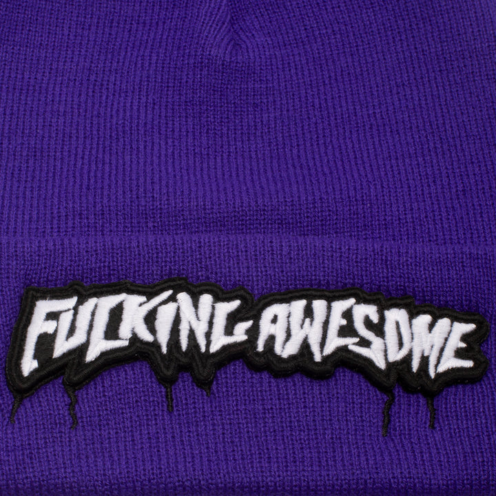 Fucking Awesome Velcro Stamp Cuff Beanie Purple