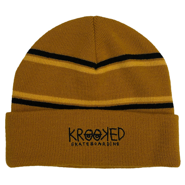 Krooked Krooked Eyes Cuff Beanie Natural/Gold/Black - Orchard Skateshop