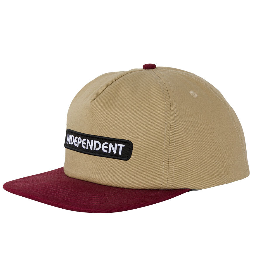 Independent B/C Groundwork Snapback Hat Tan/Burgundy