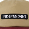 Independent B/C Groundwork Snapback Hat Tan/Burgundy