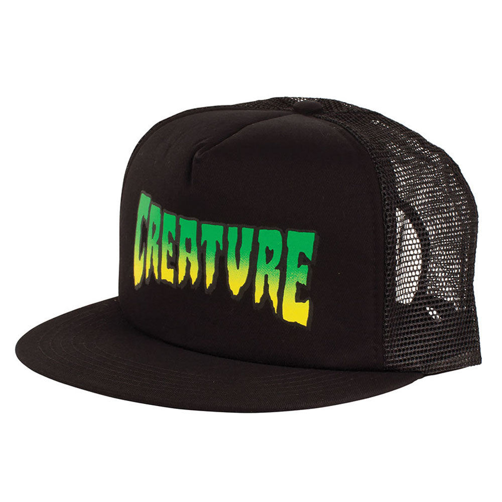 Creature Logo Mesh Trucker High Profile Hat Black