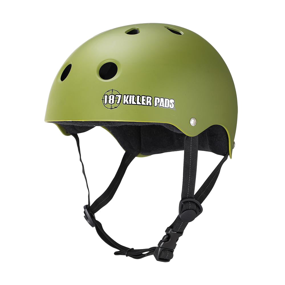 187 Killer Pads Pro Skate Helmet w/ Sweatsaver Liner Army Green