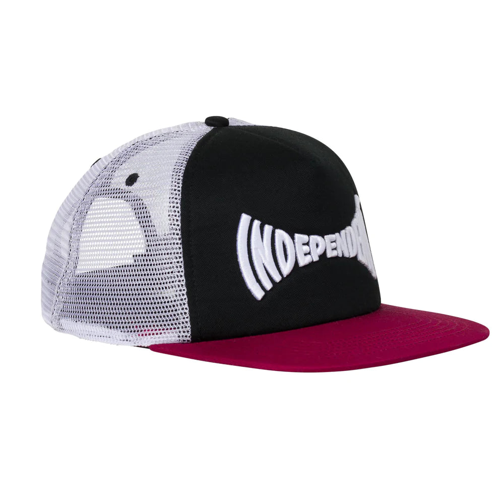 Independent Span Mesh Trucker High Profile Hat Black/Red/White
