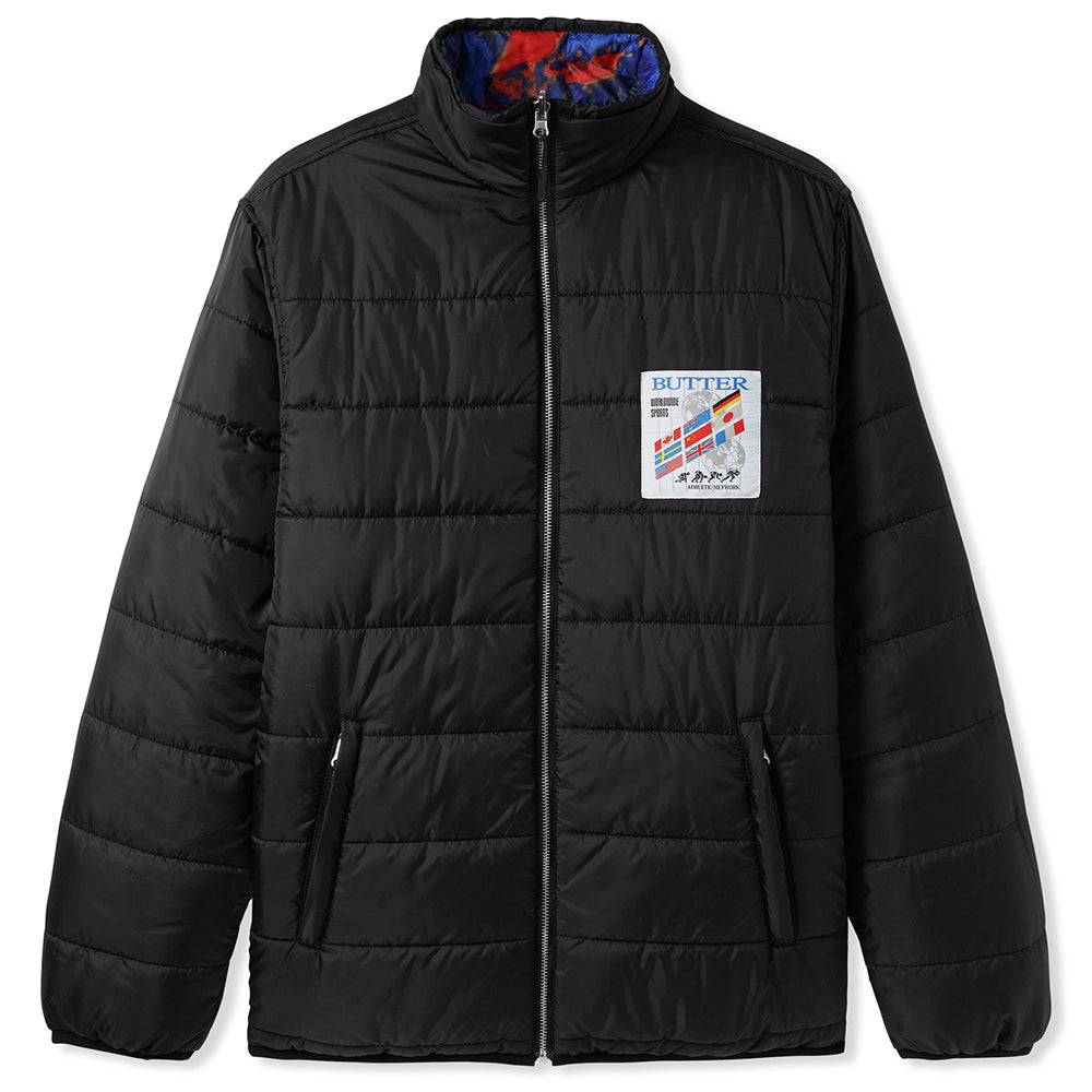 Butter Goods Cyclone Reversible Puffer Jacket Black - Orchard
