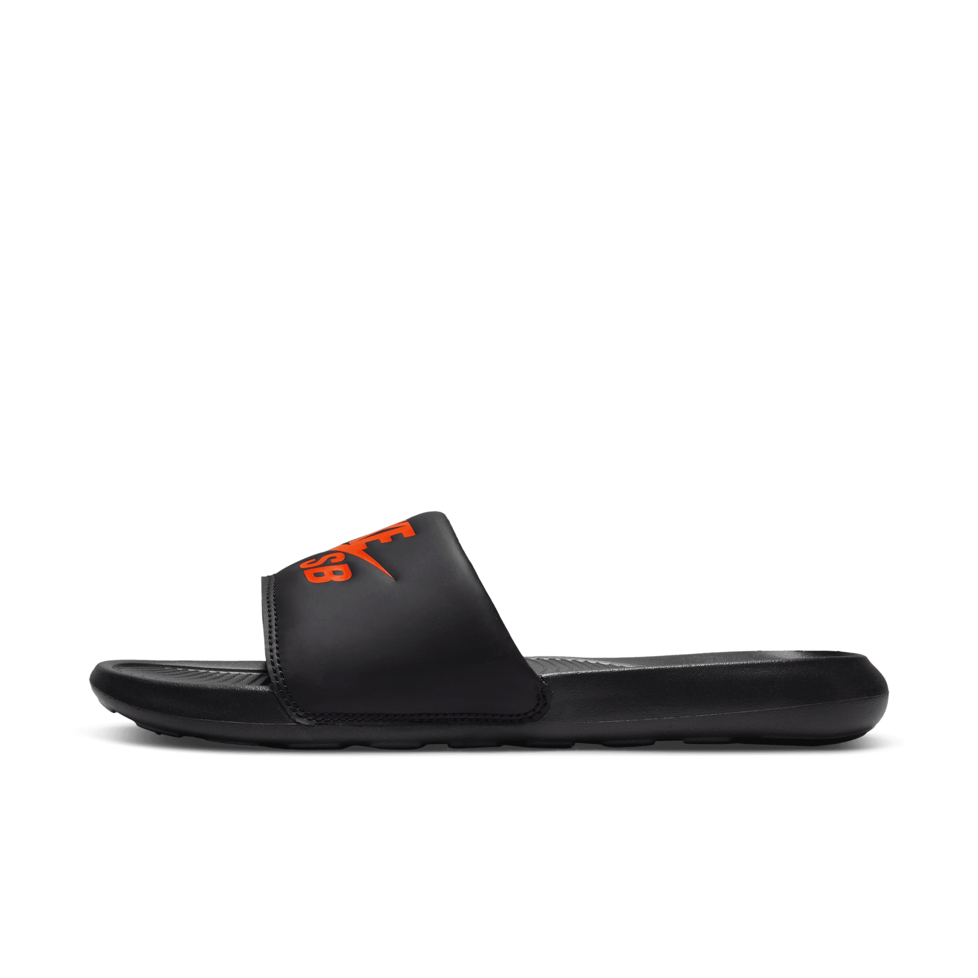 Black and best sale orange nike slides