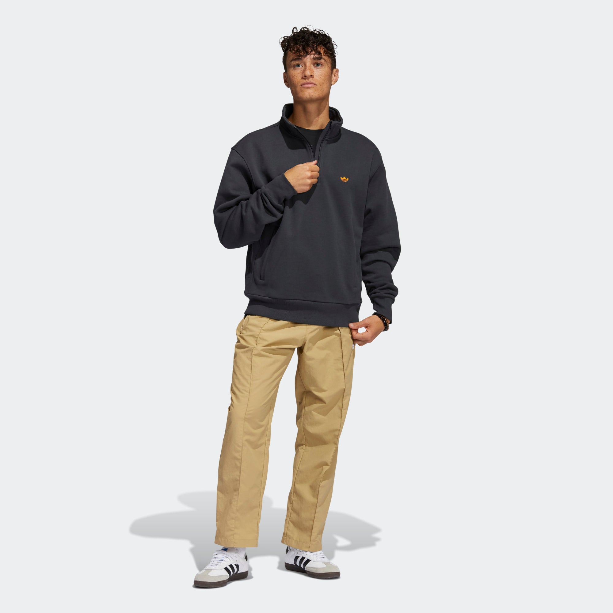 Adidas Heavyweight Shmoofoil 1/4 Zip Sweatshirt Carbon/Focus Orange