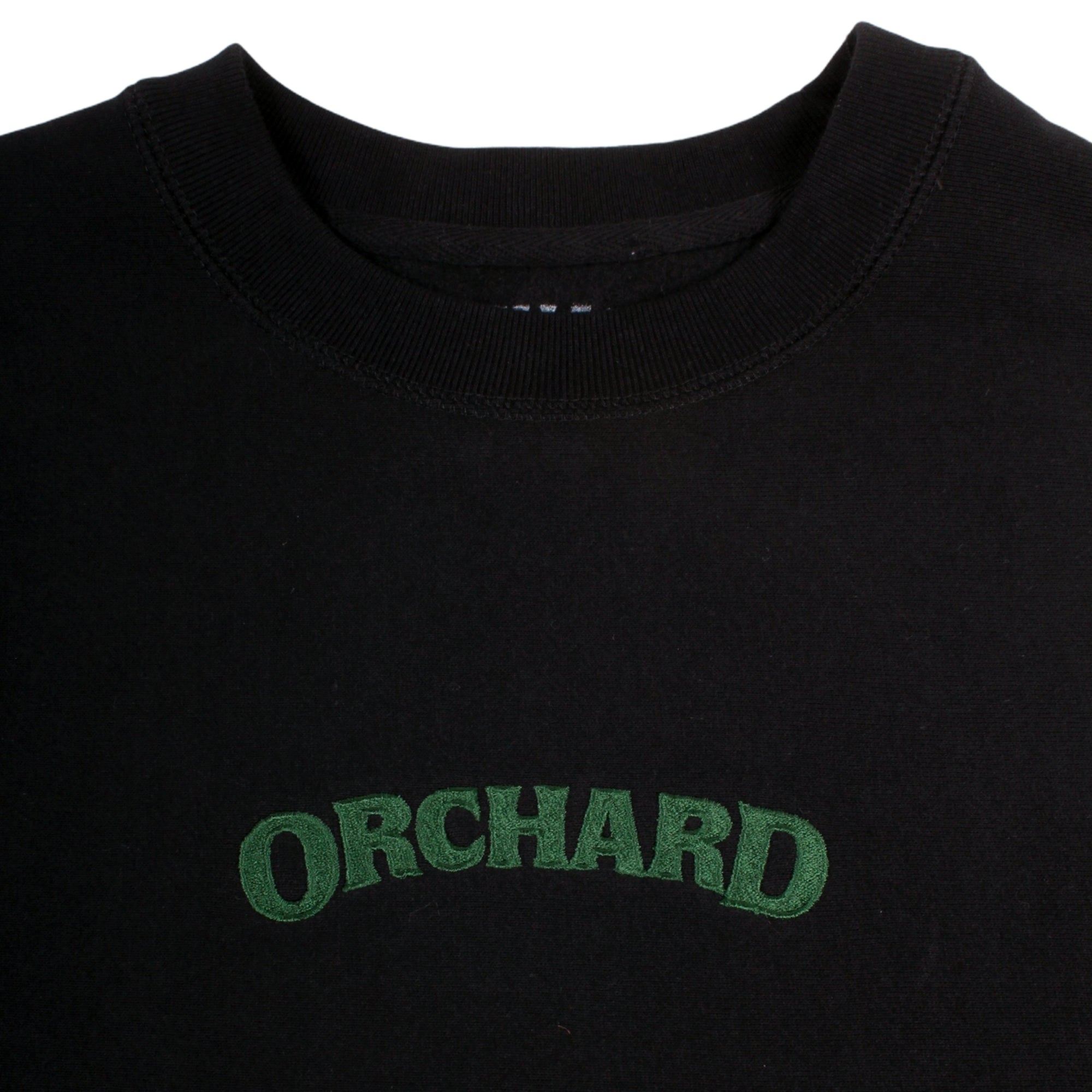 Orchard Cross Weave Text Logo Crewneck Black/Green - Orchard Skateshop